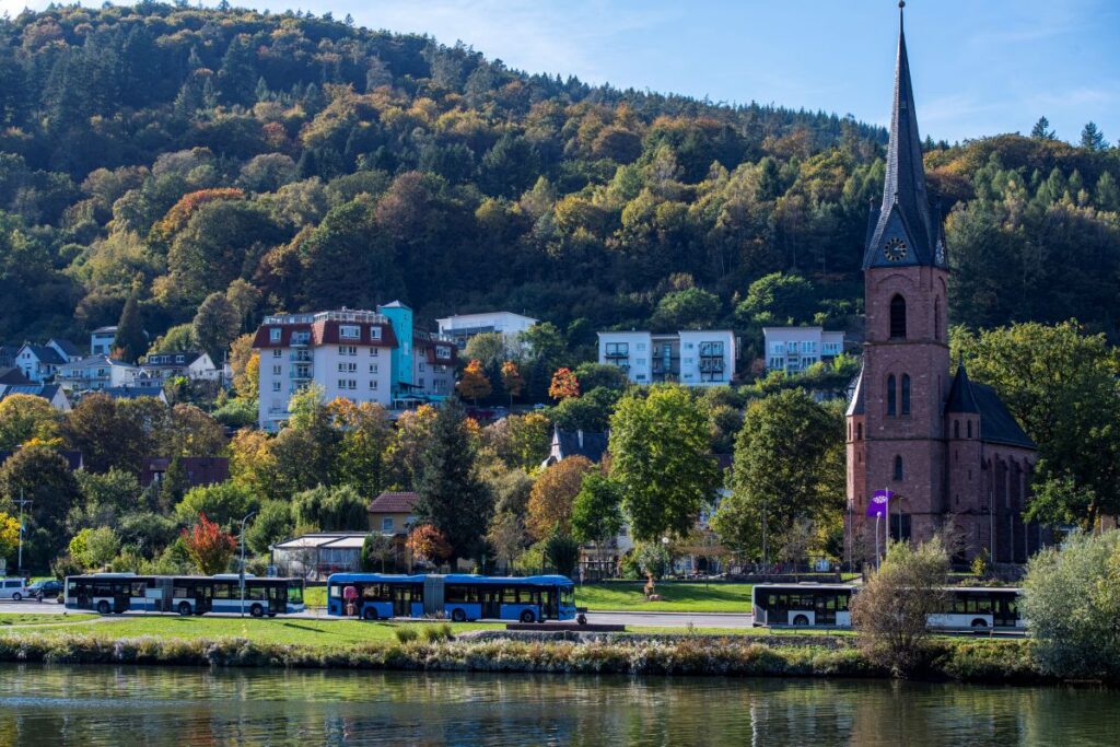 Blick auf Hirschhorn und das Haus der Betreuung und Pflege am Michelberg mit Stationärer Altenpflege und spezieller Comorbiditätspflege