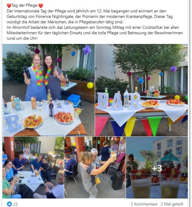 Im Haus Ahornhof in Langen bedankte sich das Leitungsteam bei seinen Mitarbeiter:innen mit einer Cocktailbar.